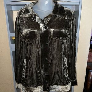 Impressions Olive Velvet Button-up Jacket